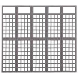 Berkfield Home 5-Panel Room Divider/Trellis Solid Fir Wood Grey 201.5x180 cm