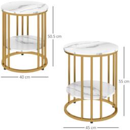 Kelvenix Gold Tone Marble-Effect Coffee Table Set of 2 - Size: 0.6m2 - thumbnail 2
