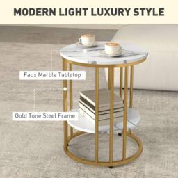 Kelvenix Gold Tone Marble-Effect Coffee Table Set of 2 - Size: 0.6m2 - thumbnail 4