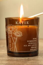 Personalised Memento Company Personalised April Birth Flower Amber Glass Candle - thumbnail 4