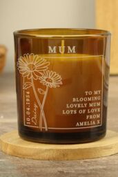 Personalised Memento Company Personalised April Birth Flower Amber Glass Candle - thumbnail 3