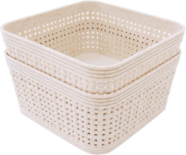 Libbi Lou Storage Baskets Woven Design Set of 6 (12 x 12cm) in Beige - Size: 12 x 12 cm - image 1