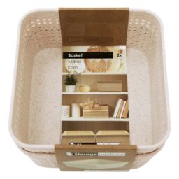 Libbi Lou Storage Baskets Woven Design Set of 6 (12 x 12cm) in Beige - Size: 12 x 12 cm - thumbnail 3