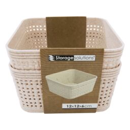 Libbi Lou Storage Baskets Woven Design Set of 6 (12 x 12cm) in Beige - Size: 12 x 12 cm - thumbnail 4
