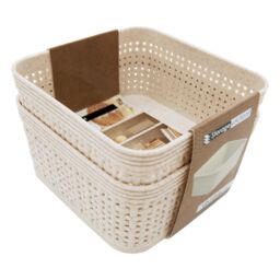 Libbi Lou Storage Baskets Woven Design Set of 6 (12 x 12cm) in Beige - Size: 12 x 12 cm - thumbnail 2