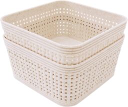 Libbi Lou Storage Baskets Woven Design Set of 6 (12 x 12cm) in Beige - Size: 12 x 12 cm - thumbnail 1