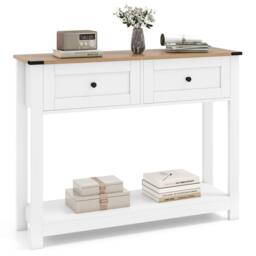 Costway Long Entryway Table Farmhouse Console Table in White - thumbnail 3