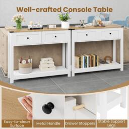 Costway Long Entryway Table Farmhouse Console Table in White - thumbnail 5