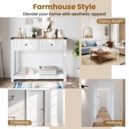 Costway Long Entryway Table Farmhouse Console Table in White - thumbnail 7
