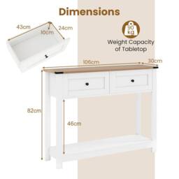 Costway Long Entryway Table Farmhouse Console Table in White - thumbnail 2