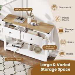 Costway Long Entryway Table Farmhouse Console Table in White - thumbnail 4