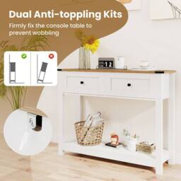 Costway Long Entryway Table Farmhouse Console Table in White - thumbnail 6