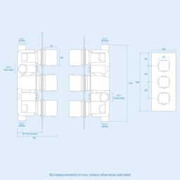 Nes Home Square 3 Dial 2 Outlet Concealed Thermostatic Shower Chrome in Silver - thumbnail 4