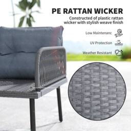OUTSUNNY Sectional Outdoor Furniture with Glass Top Table in Dark Grey - thumbnail 5