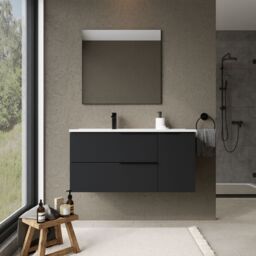 Banyetti Celtic Duo 1000mm Wall Hung Vanity Unit with Door & Basin - Matt Black - thumbnail 7