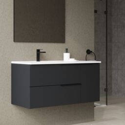 Banyetti Celtic Duo 1000mm Wall Hung Vanity Unit with Door & Basin - Matt Black - thumbnail 9
