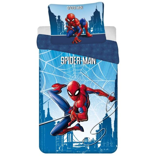 Spider-Man Cotton Duvet Cover Set in Blue - Size: Single