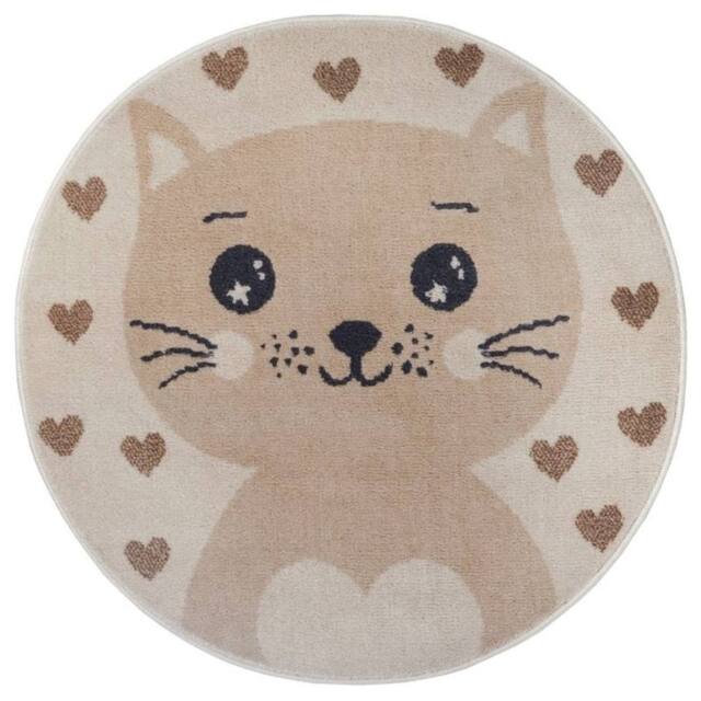 THE RUGS Adventures Cat Rug & Runner Kids Polypropylene Short Pile Rug in Brown - Size: 100 cm diameter - image 1
