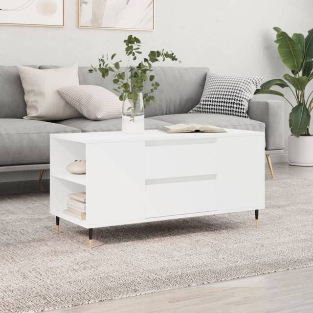 Berkfield Home Coffee Table White 102x44.5x50 cm Engineered Wood - image 1