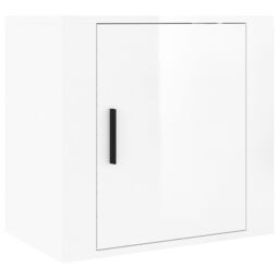 Berkfield Home Wall-mounted Bedside Cabinet High Gloss White 50x30x47 cm - Size: 50 x 30 x 47 cm - thumbnail 2