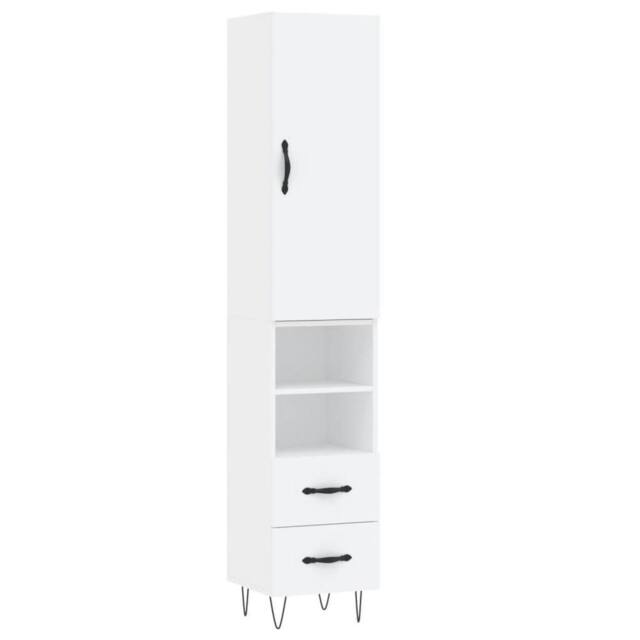 Berkfield Home Highboard White 34.5x34x180 cm Engineered Wood - image 1
