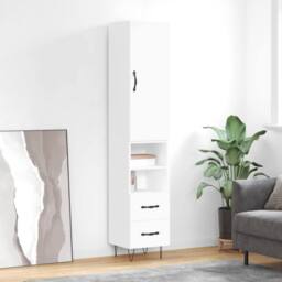 Berkfield Home Highboard White 34.5x34x180 cm Engineered Wood - thumbnail 2