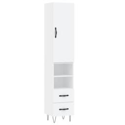 Berkfield Home Highboard White 34.5x34x180 cm Engineered Wood - thumbnail 1