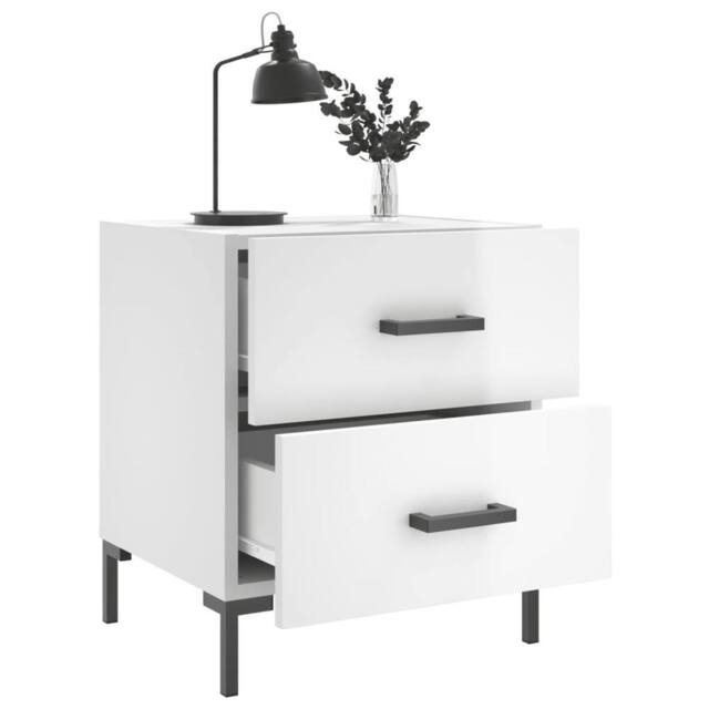 Berkfield Home Modern Bedside Cabinets 2 pcs High Gloss White 40x35x47.5 cm Engi - image 1