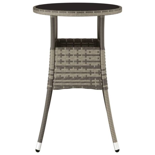 Berkfield Home Garden Table Ã˜60x75 cm Tempered Glass & Poly Rattan Grey - Size: 60x75 cm - image 1