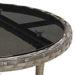 Berkfield Home Garden Table Ã˜60x75 cm Tempered Glass & Poly Rattan Grey - Size: 60x75 cm - thumbnail 5