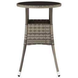 Berkfield Home Garden Table Ã˜60x75 cm Tempered Glass & Poly Rattan Grey - Size: 60x75 cm - thumbnail 1