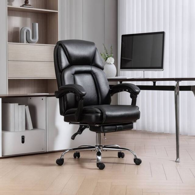 EONLION Black Executive Office Chair, PU Leather Desk Chair - Size: 100 cm - image 1
