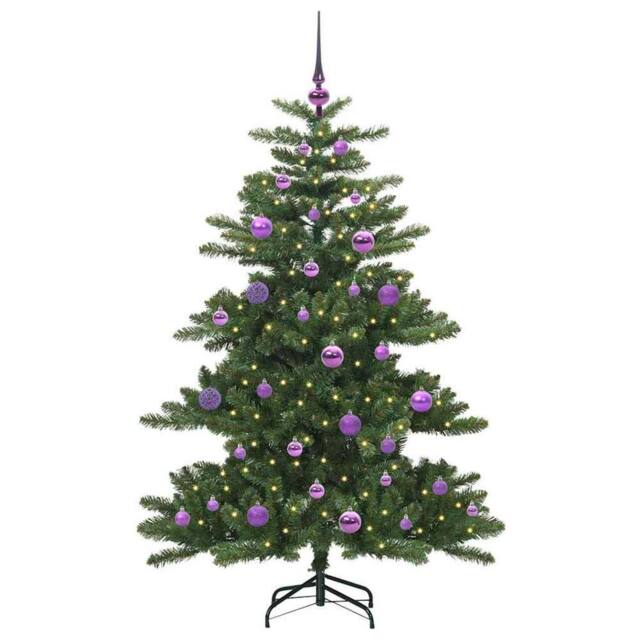 Berkfield Home Elegant Artificial Hinged Christmas Tree with 150 LEDs 150 cm PVC in Green - image 1