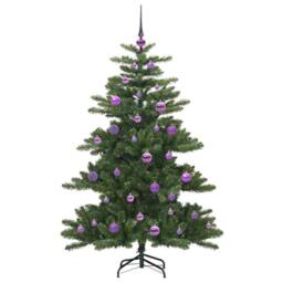 Berkfield Home Elegant Artificial Hinged Christmas Tree with 150 LEDs 150 cm PVC in Green - thumbnail 4