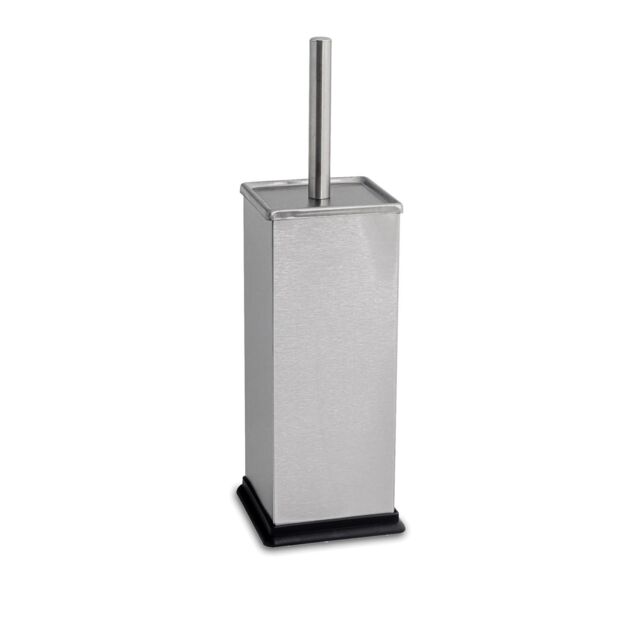 Harbour Housewares Square Toilet Brush & Holder - Cleaning Brush Set with Non Slip Base in Metallic Silver - image 1