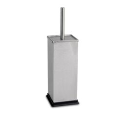Harbour Housewares Square Toilet Brush & Holder - Cleaning Brush Set with Non Slip Base in Metallic Silver