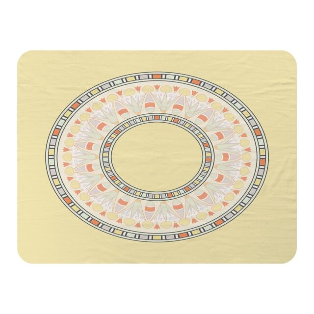 Benjamin Tate Design Yellow Circle Ornament Round Frame Blanket in Natural - Size: 120 cm x 150 cm - image 1
