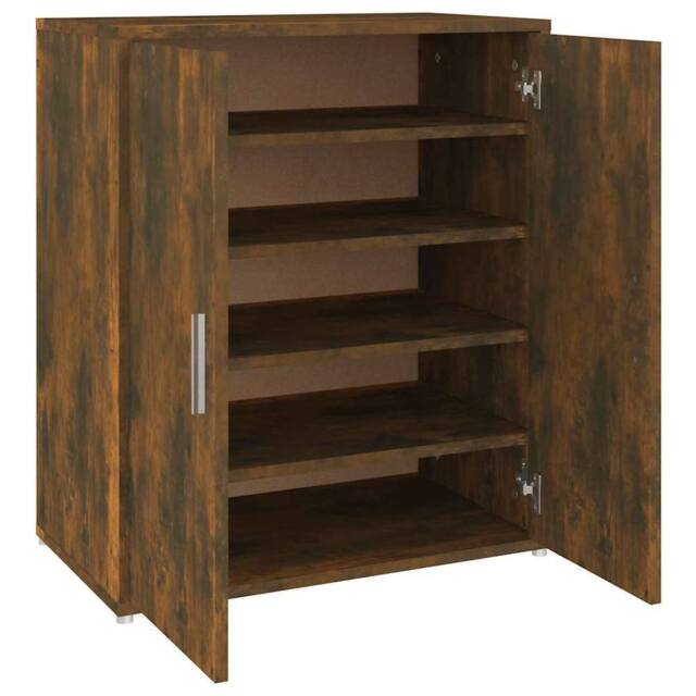 Berkfield Home Shoe Cabinet Smoked Oak 60x35x70 cm Engineered Wood in Brown - Size: 60 x 35 x 70 cm - image 1