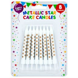 VFM e-Store 8 Metallic Gold Birthday Cake Candles with Stars, ()