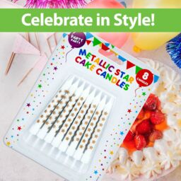 VFM e-Store 8 Metallic Gold Birthday Cake Candles with Stars, () - thumbnail 3