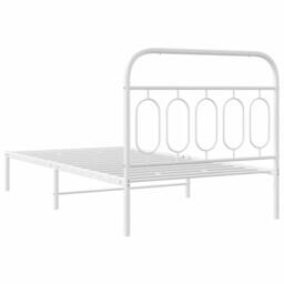 Berkfield Home Metal Bed Frame without Mattress with Headboard White 107x203cm - Size: 107x203 cm - thumbnail 6