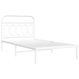 Berkfield Home Metal Bed Frame without Mattress with Headboard White 107x203cm - Size: 107x203 cm - thumbnail 1