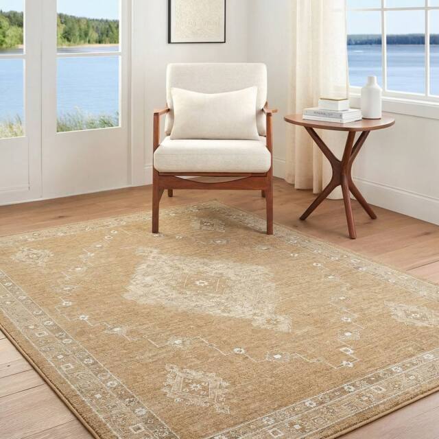 Livabliss Becki Owens Penny Vintage Beige Tan Traditional Vintage Boho Fringe Rug - Size: 160 cm x 215 cm - image 1