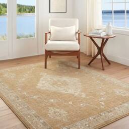 Livabliss Becki Owens Penny Vintage Beige Tan Traditional Vintage Boho Fringe Rug - Size: 160 cm x 215 cm - thumbnail 1