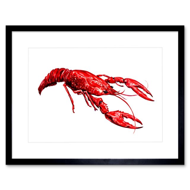 "Artery8 Wall Art Print Lobster Art Framed 9x7 inch in Black - Size: W7"" x H9""" - image 1