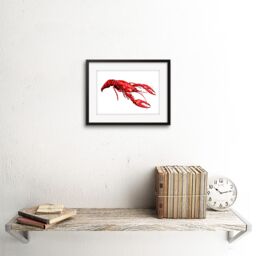 "Artery8 Wall Art Print Lobster Art Framed 9x7 inch in Black - Size: W7"" x H9""" - thumbnail 2