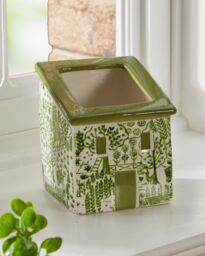 Dibor Green Ceramic Flower Pot Planter Rustic House Planter Indoor Succulent Cacti Herb Pot (H)13cm, (W)10.5cm - thumbnail 3