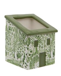 Dibor Green Ceramic Flower Pot Planter Rustic House Planter Indoor Succulent Cacti Herb Pot (H)13cm, (W)10.5cm - thumbnail 2