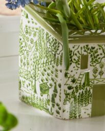 Dibor Green Ceramic Flower Pot Planter Rustic House Planter Indoor Succulent Cacti Herb Pot (H)13cm, (W)10.5cm - thumbnail 5