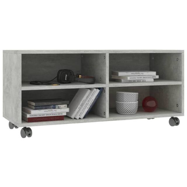 Berkfield Home TV Cabinet with Castors Concrete Grey 90x35x35 cm Engineered Wood - Size: 90 x 35 x 35 cm - image 1
